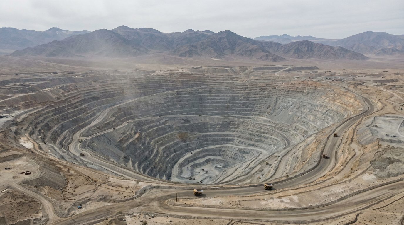 A large open-pit copper mine in the Atacama Desert