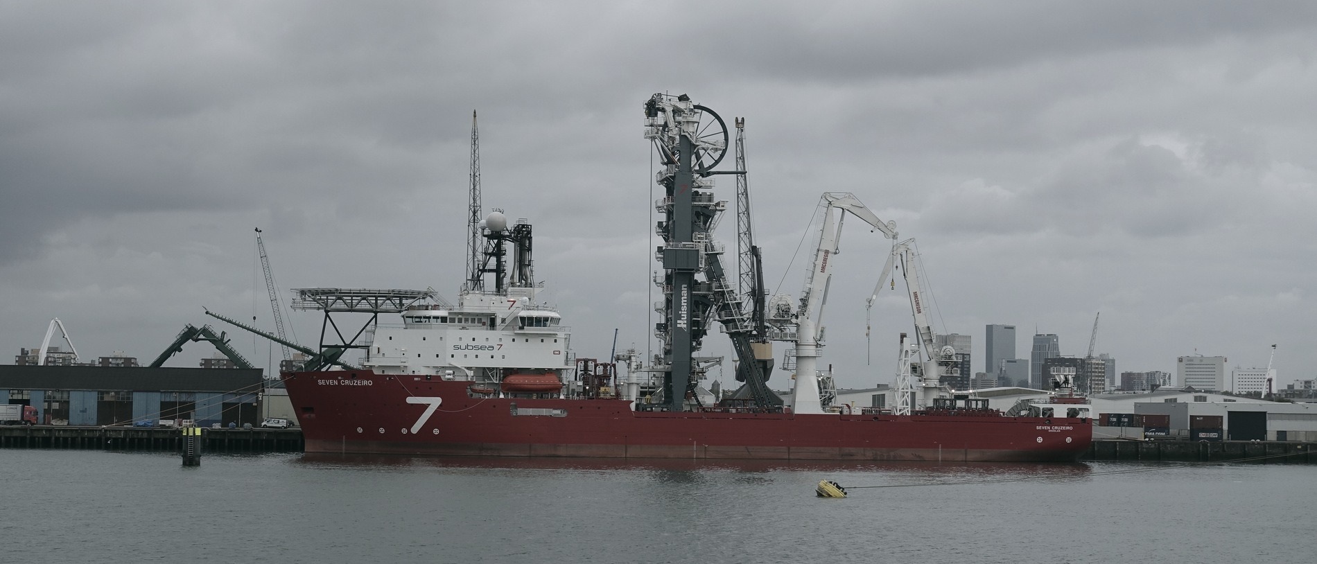 Offshore construction vessel at the quay, Port of Rotterdam